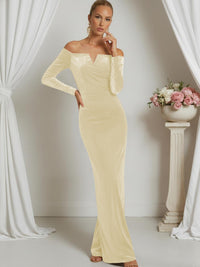 Sheath/Column V-Neck Long Sleeve Strapless Floor-Length Formal Dresses