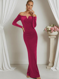 Sheath/Column V-Neck Long Sleeve Strapless Floor-Length Formal Dresses