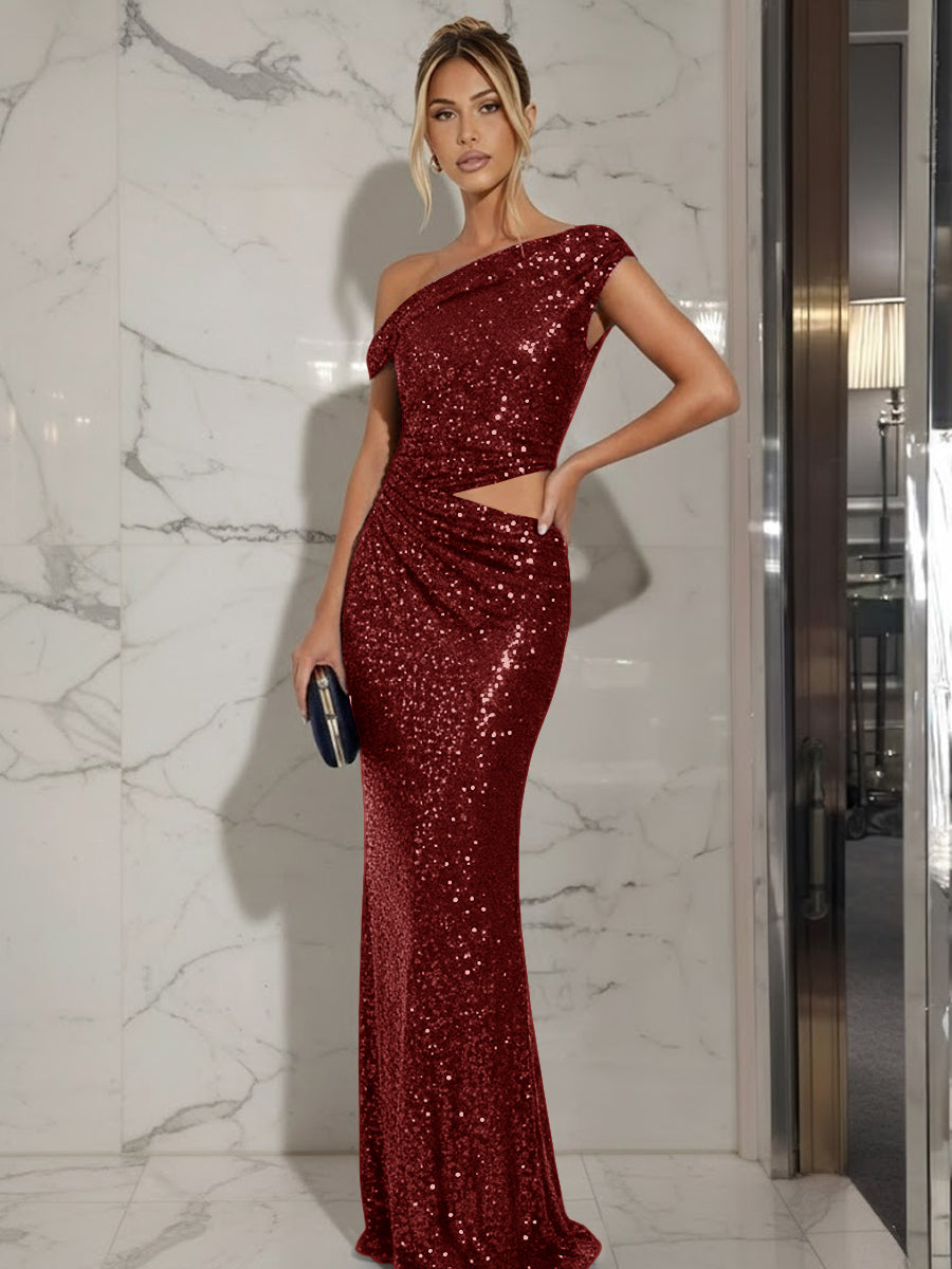 Shirees Burgundy Mermaid/Trumpet Off-Shoulder Sequin Cut-Out Floor-Length Formal Evening Formal Dresses 2026 Shirees Burgundy Mermaid/Trumpet Off-Shoulder Sequin Cut-Out Floor-Length Formal Evening Formal Dresses 2026