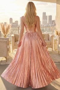Metallic A Line Sweetheart Floral Long Formal Evening Dresses with Cut Out