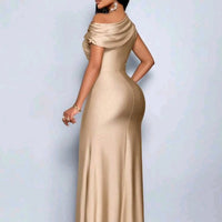 Mermaid Satin Off-Shoulder Ruched Floor Length Formal Dresses