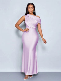 Mermaid Satin Off-Shoulder Ruched Floor Length Formal Dresses