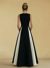 Satin Mixed High Neck A-Line Formal Dresses