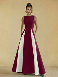 Satin Mixed High Neck A-Line Formal Dresses