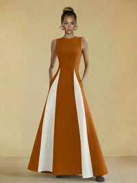 Satin Mixed High Neck A-Line Formal Dresses