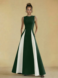 Satin Mixed High Neck A-Line Formal Dresses