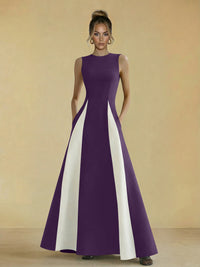Satin Mixed High Neck A-Line Formal Dresses