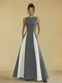 Satin Mixed High Neck A-Line Formal Dresses