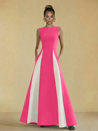 Satin Mixed High Neck A-Line Formal Dresses
