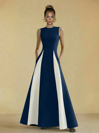Satin Mixed High Neck A-Line Formal Dresses