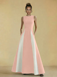 Satin Mixed High Neck A-Line Formal Dresses