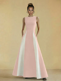 Satin Mixed High Neck A-Line Formal Dresses