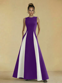 Satin Mixed High Neck A-Line Formal Dresses