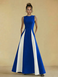 Satin Mixed High Neck A-Line Formal Dresses