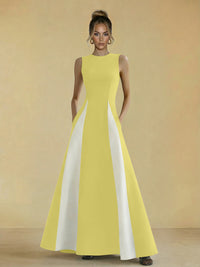 Satin Mixed High Neck A-Line Formal Dresses