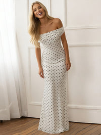 Polka Dot Off-Shoulder Mermaid Floor-Length Formal Dresses
