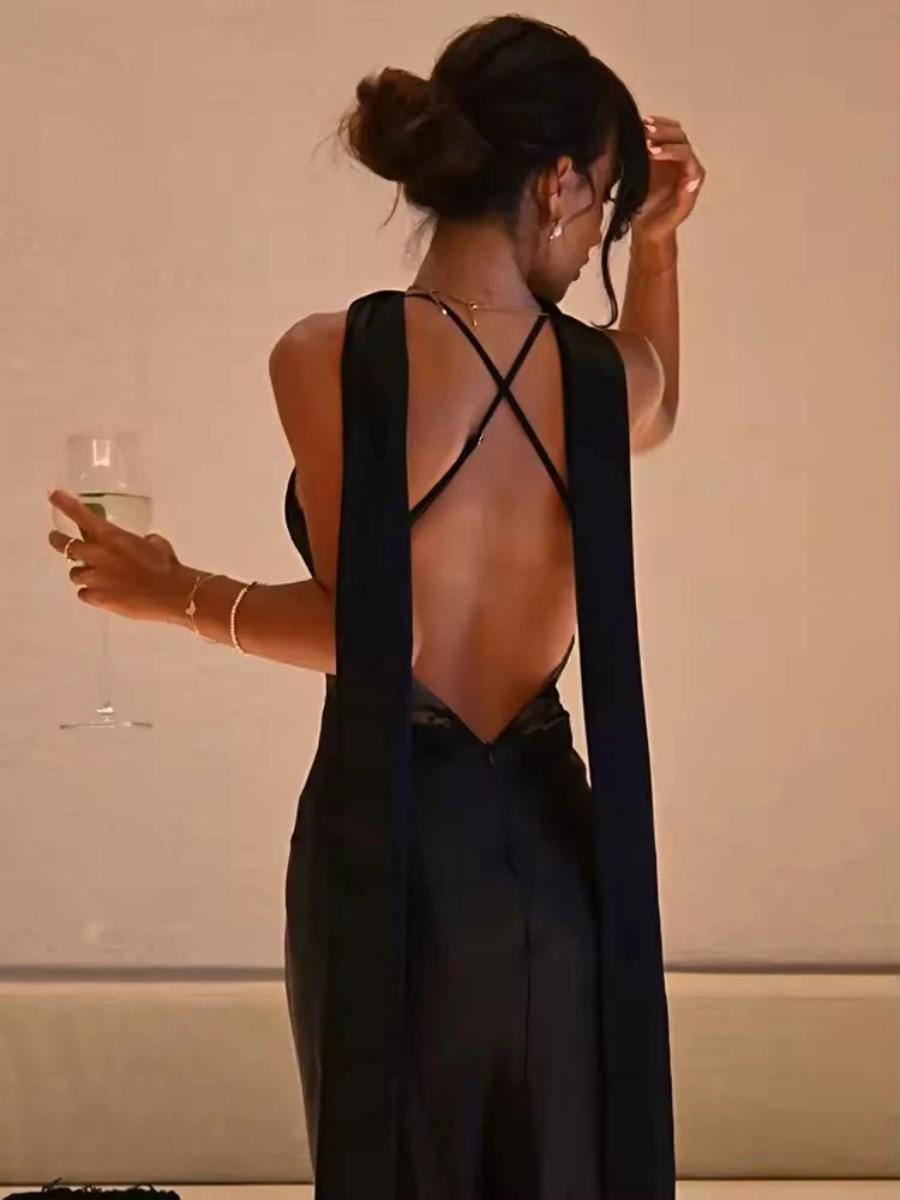 Spaghetti Strap Mermaid V-Neck Floor-Length Formal Dresses with Scarf
