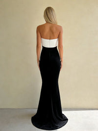 Mixed Mermaid Asymmetrical Maxi Formal Dresses Strapless Wedding Guest Dress