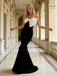 Mixed Mermaid Asymmetrical Maxi Formal Dresses Strapless Wedding Guest Dress