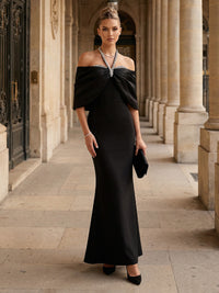 Mermaid Satin Tea-Length Off Shoulder Pleated Corset Formal Dresses