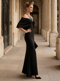 Mermaid Satin Tea-Length Off Shoulder Pleated Corset Formal Dresses