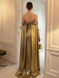 Mermaid Satin Floor-Length Off Shoulder Pleated Ruffles Corset Formal Dresses