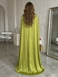 Sheath Satin Square Neck Floor-Length Formal Dresses with Cape