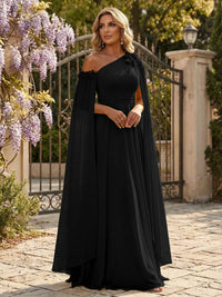Chiffon A-Line/Princess Off Shoulder Floor-Length Formal Dresses with Ruched Waist