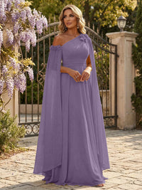 Chiffon A-Line/Princess Off Shoulder Floor-Length Formal Dresses with Ruched Waist