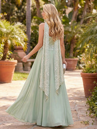Chiffon A-Line/Princess Strapless Floor-Length Formal Dresses with Sequin Bodice, Scarf & Pleated