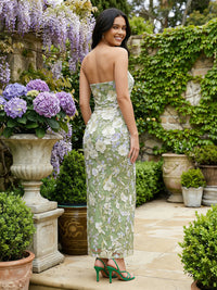 Lace Appliques Sheath/Column Strapless Floor-Length Formal Dresses for Women