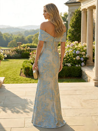 Jacquard Sheath/Column Off Shoulder Floor-Length Formal Dresses for Women