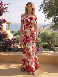 Jacquard Sheath/Column Off Shoulder Floor-Length Formal Dresses for Women