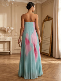 Chiffon A-Line/Princess Strapless Floor-Length Formal Dresses with Pleated