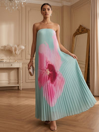 Chiffon A-Line/Princess Strapless Floor-Length Formal Dresses with Pleated