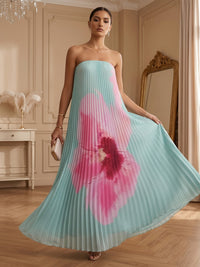 Chiffon A-Line/Princess Strapless Floor-Length Formal Dresses with Pleated