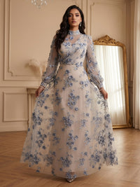 Lace Appliques A-Line/Princess High Neck Floor-Length Formal Dresses for Women