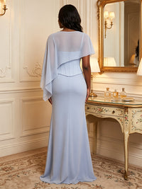 Chiffon Sheath/Column Scoop Neck Floor-Length Formal Dresses with Corset Bodice