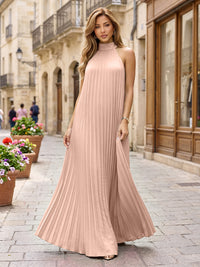 Chiffon A-Line/Princess Halter Floor-Length Formal Dresses with Pleats