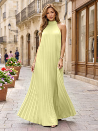 Chiffon A-Line/Princess Halter Floor-Length Formal Dresses with Pleats