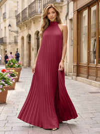 Chiffon A-Line/Princess Halter Floor-Length Formal Dresses with Pleats