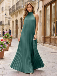 Chiffon A-Line/Princess Halter Floor-Length Formal Dresses with Pleats