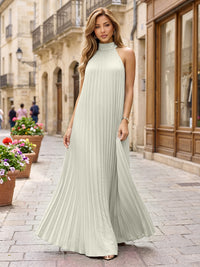 Chiffon A-Line/Princess Halter Floor-Length Formal Dresses with Pleats
