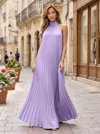 Chiffon A-Line/Princess Halter Floor-Length Formal Dresses with Pleats