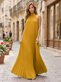 Chiffon A-Line/Princess Halter Floor-Length Formal Dresses with Pleats