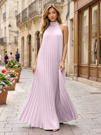 Chiffon A-Line/Princess Halter Floor-Length Formal Dresses with Pleats