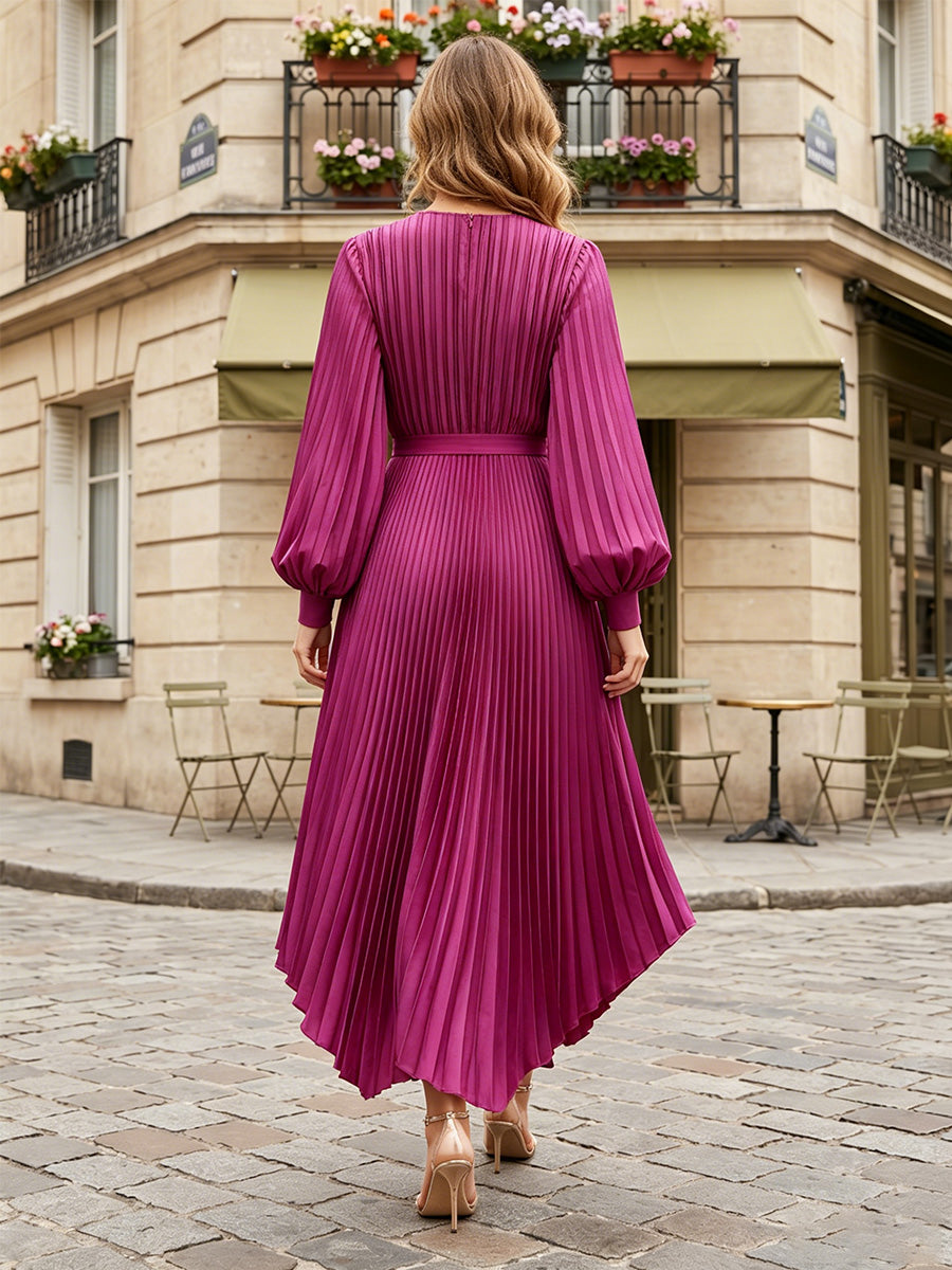 Chiffon A-Line/Princess Scoop Neck Floor-Length Formal Dresses with Pleats
