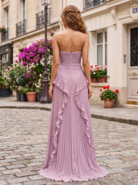 Chiffon A-Line/Princess Halter High-Low Formal Dresses with Pleats