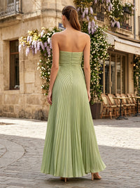 Chiffon A-Line/Princess Strapless Floor-Length Formal Dresses with Pleats