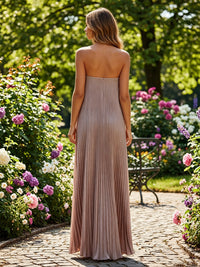 Chiffon A-Line/Princess Strapless Floor-Length Formal Dresses with Pleats